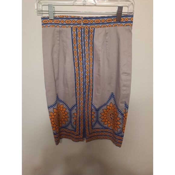 Plenty by Tracy Reese Anthropologie size 2 Pencil Skirt Gray Blue Orange - Picture 2 of 3